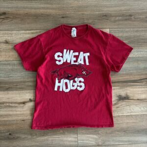 Vintage Y2K Arkansas Razorbacks Sweat Hogs Shirt Mens M Red Graphic Tee